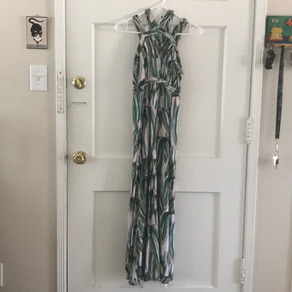 Palm print maxi dress